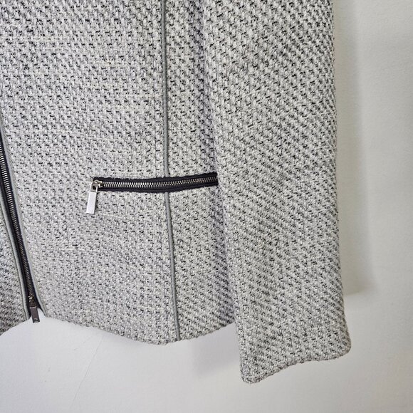 Lafayette 148 New York Kerrington Tweed Jacket Sz M Grey Zipper Front - Picture 6 of 11
